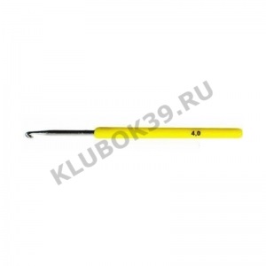 Крючок для вязания с желтой пластиковой ручкой,4 мм 677399